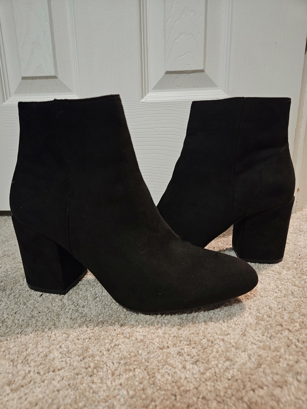 Women’s Black Suede Ankle Boots - Classic Block Heel